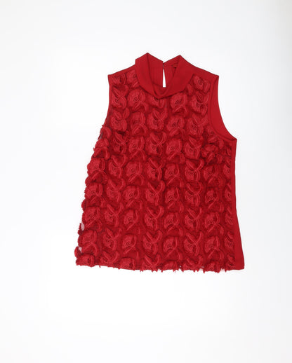 NEXT Womens Red Polyester Basic Tank Size 10 Roll Neck