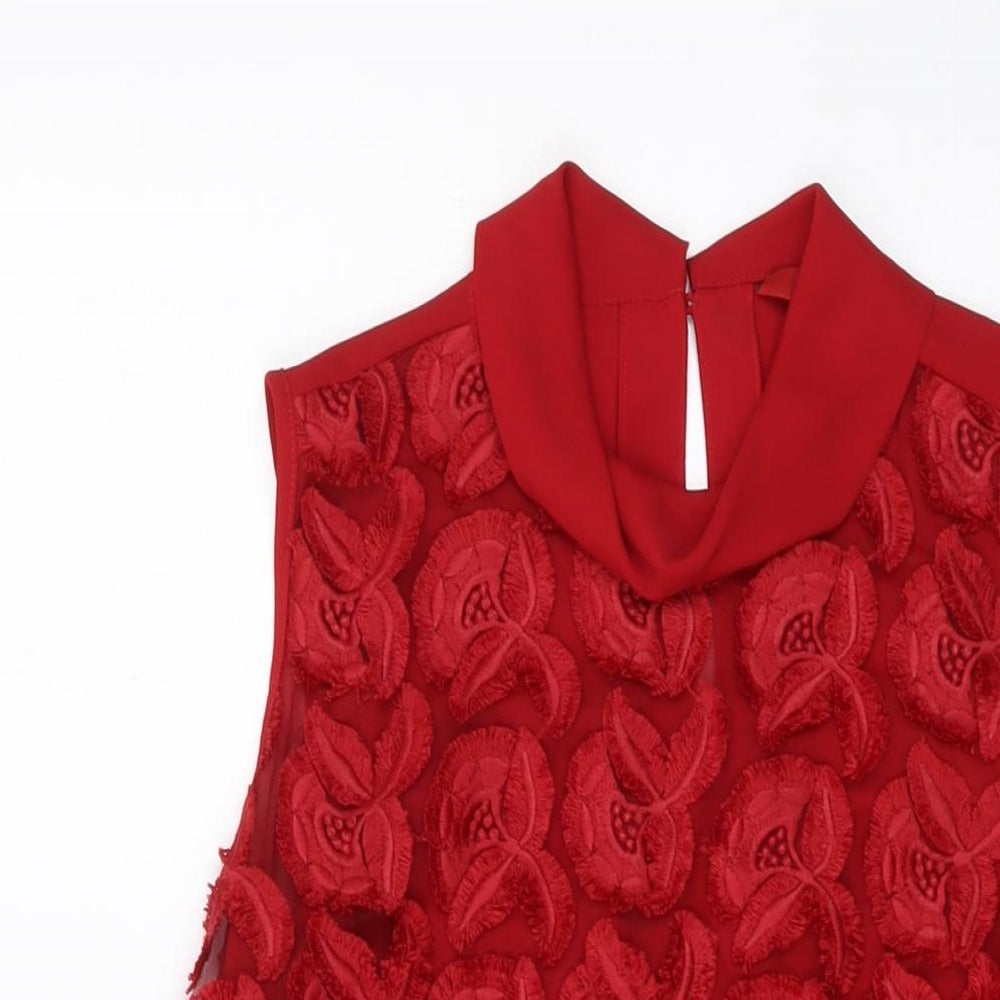 NEXT Womens Red Polyester Basic Tank Size 10 Roll Neck