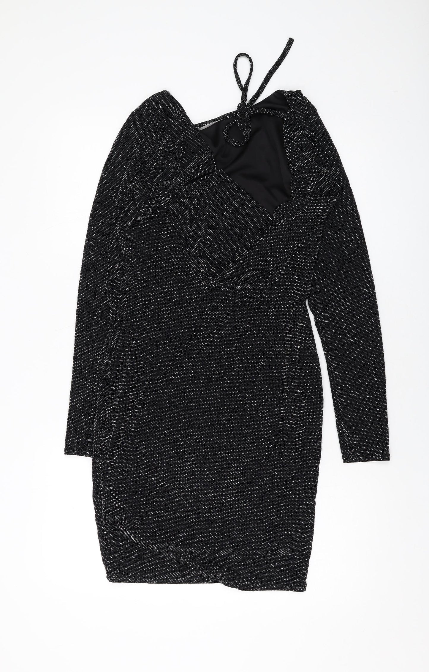 Prague Womens Black Polyester Bodycon Size 12 Round Neck Pullover