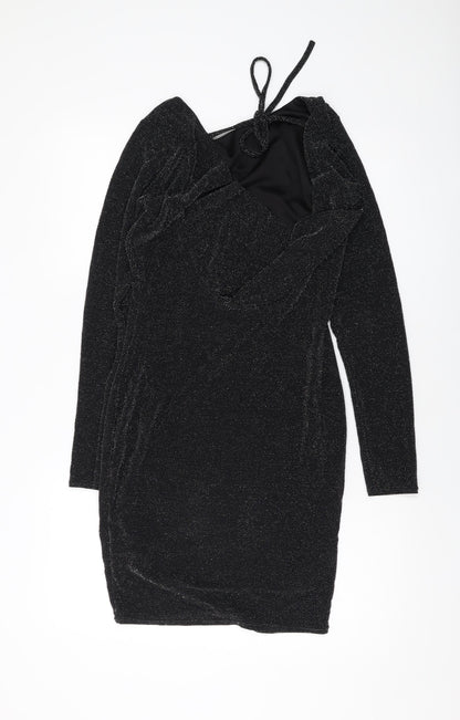 Prague Womens Black Polyester Bodycon Size 12 Round Neck Pullover