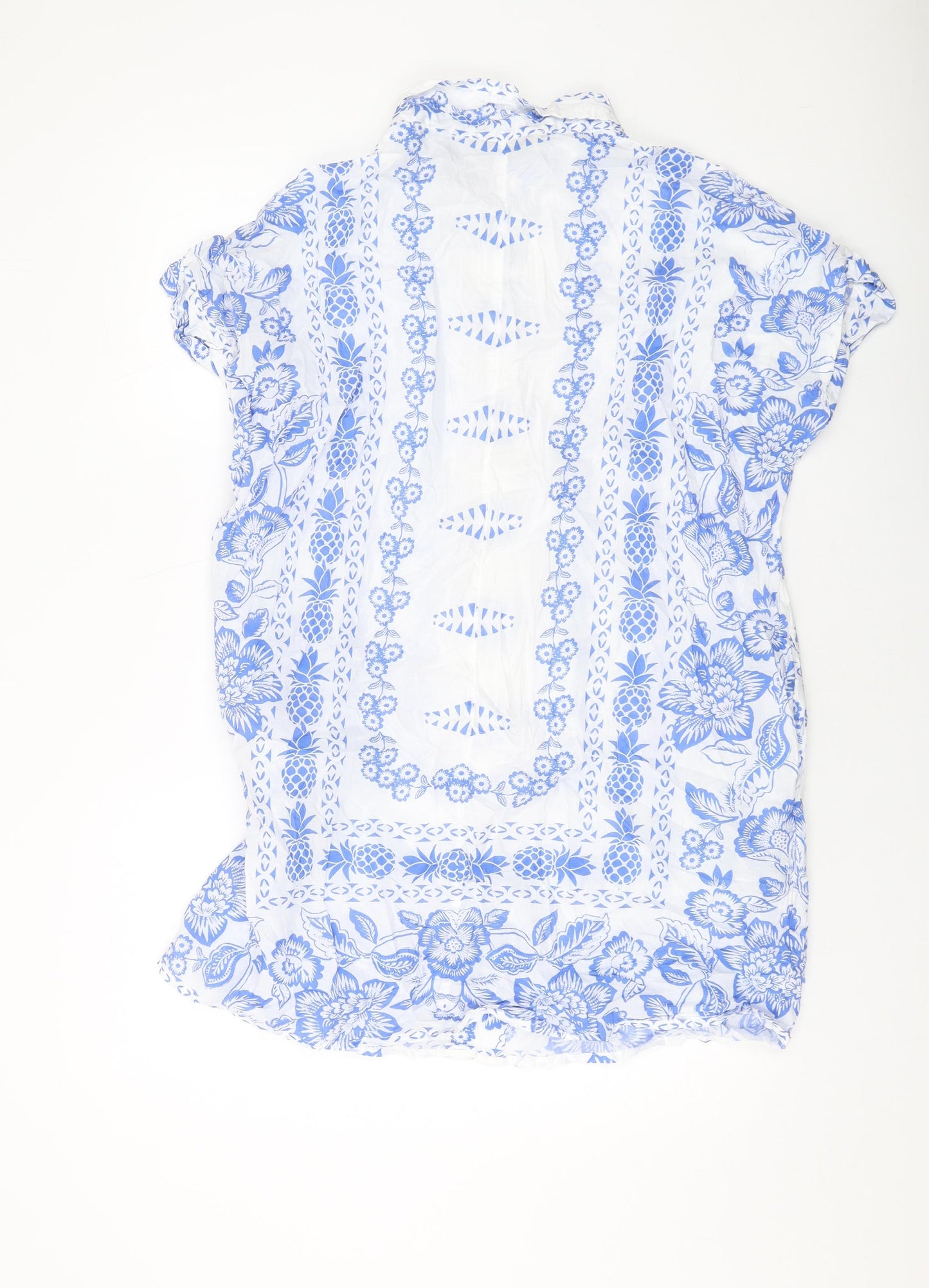 NEXT Womens Blue Geometric Cotton Shirt Dress Size 8 Collared Button