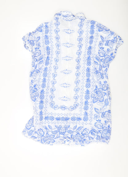 NEXT Womens Blue Geometric Cotton Shirt Dress Size 8 Collared Button