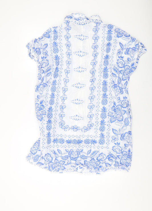 NEXT Womens Blue Geometric Cotton Shirt Dress Size 8 Collared Button