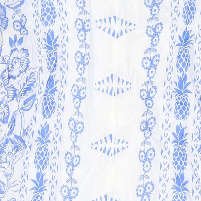 NEXT Womens Blue Geometric Cotton Shirt Dress Size 8 Collared Button