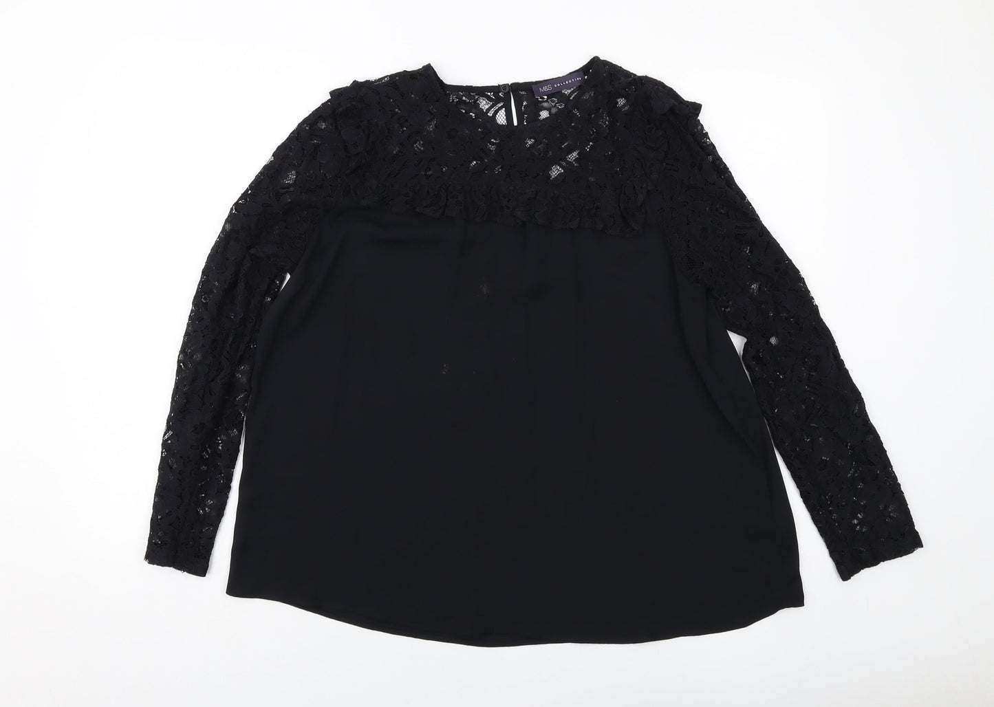 Womens UK Size 12 Marks and Spencer Black Basic Blouse