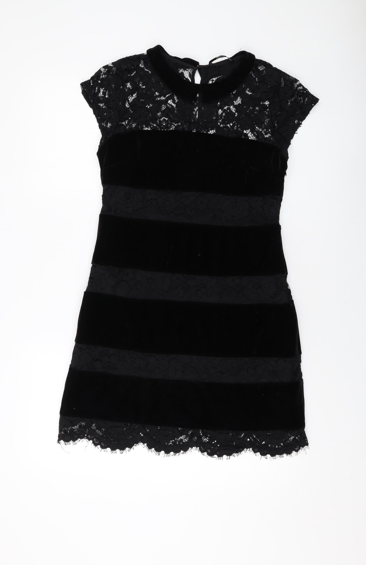 Oasis Womens Black Polyester A-Line Size 12 Collared Button