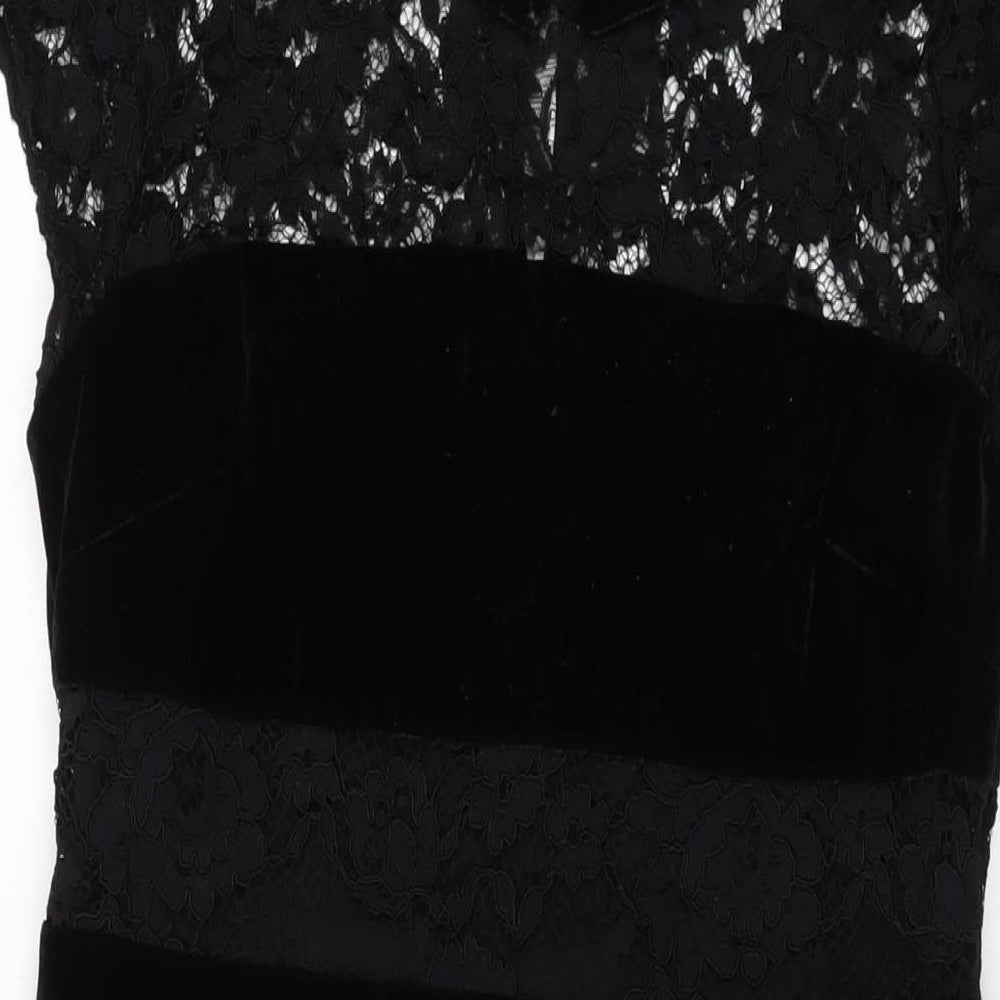 Oasis Womens Black Polyester A-Line Size 12 Collared Button