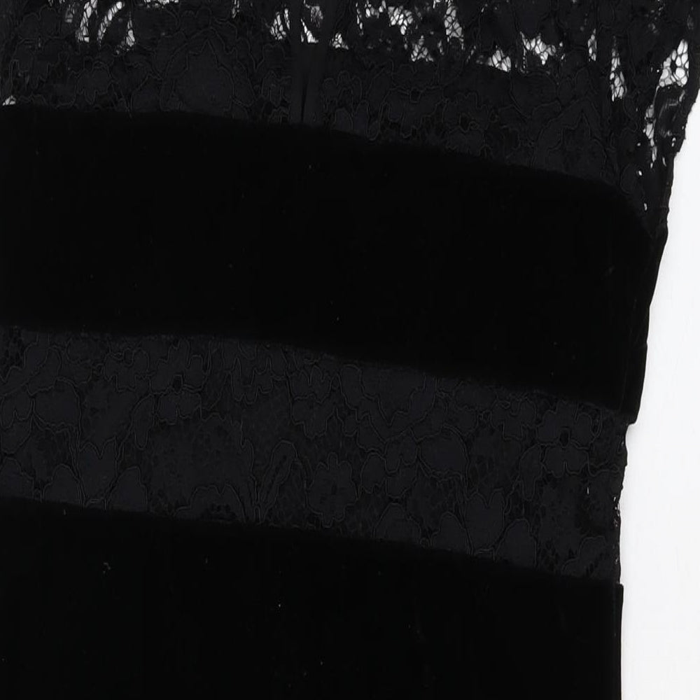 Oasis Womens Black Polyester A-Line Size 12 Collared Button