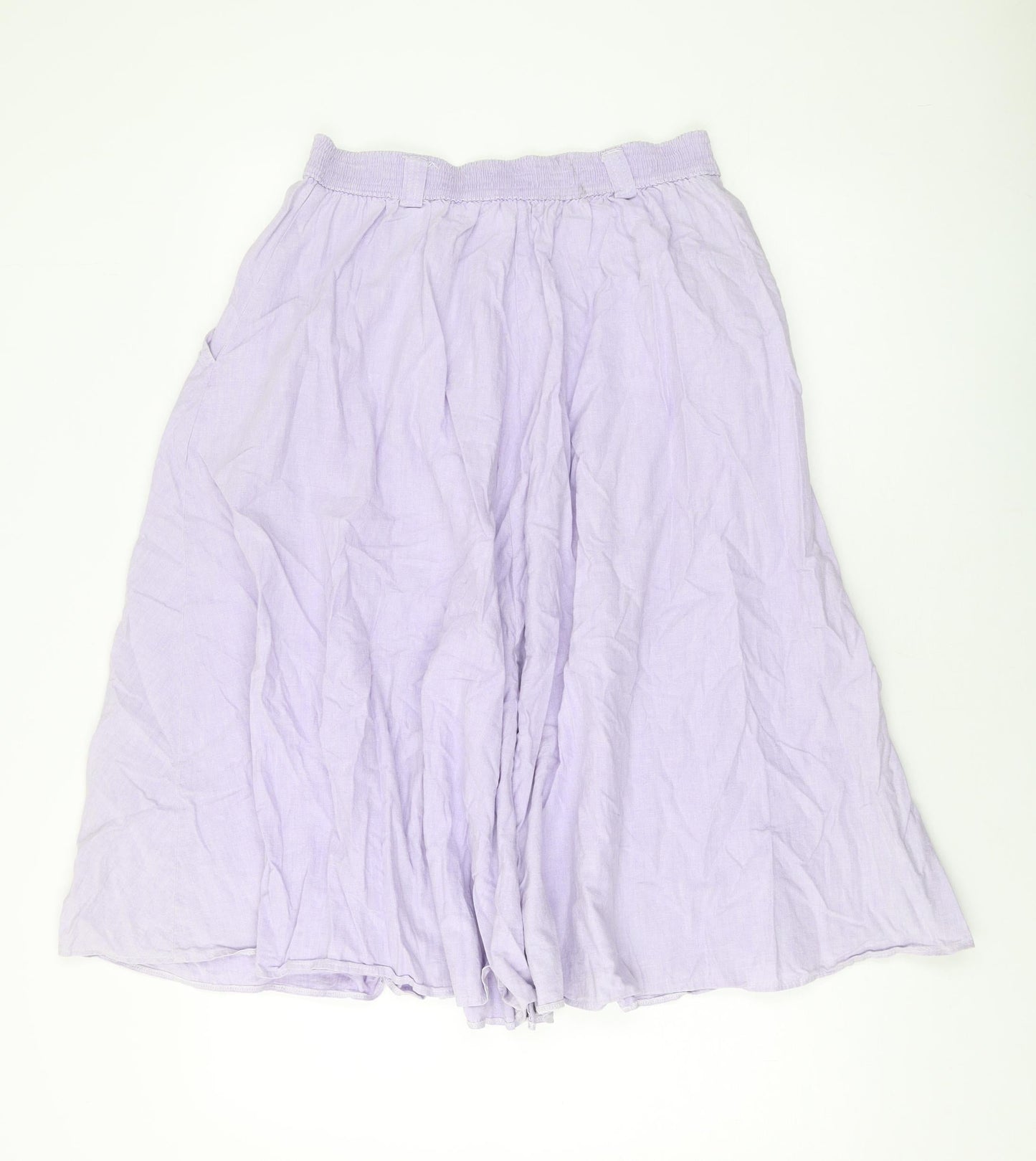 Marks and Spencer Womens Purple Cotton A-Line Skirt Size 12 Button