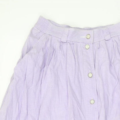 Marks and Spencer Womens Purple Cotton A-Line Skirt Size 12 Button