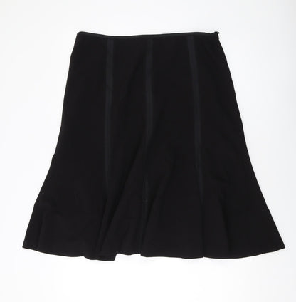 Bonmarche Womens Black Polyester A-Line Skirt Size 16 Zip