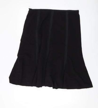 Bonmarche Womens Black Polyester A-Line Skirt Size 16 Zip