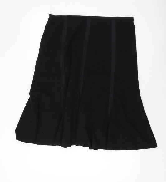Bonmarche Womens Black Polyester A-Line Skirt Size 16 Zip