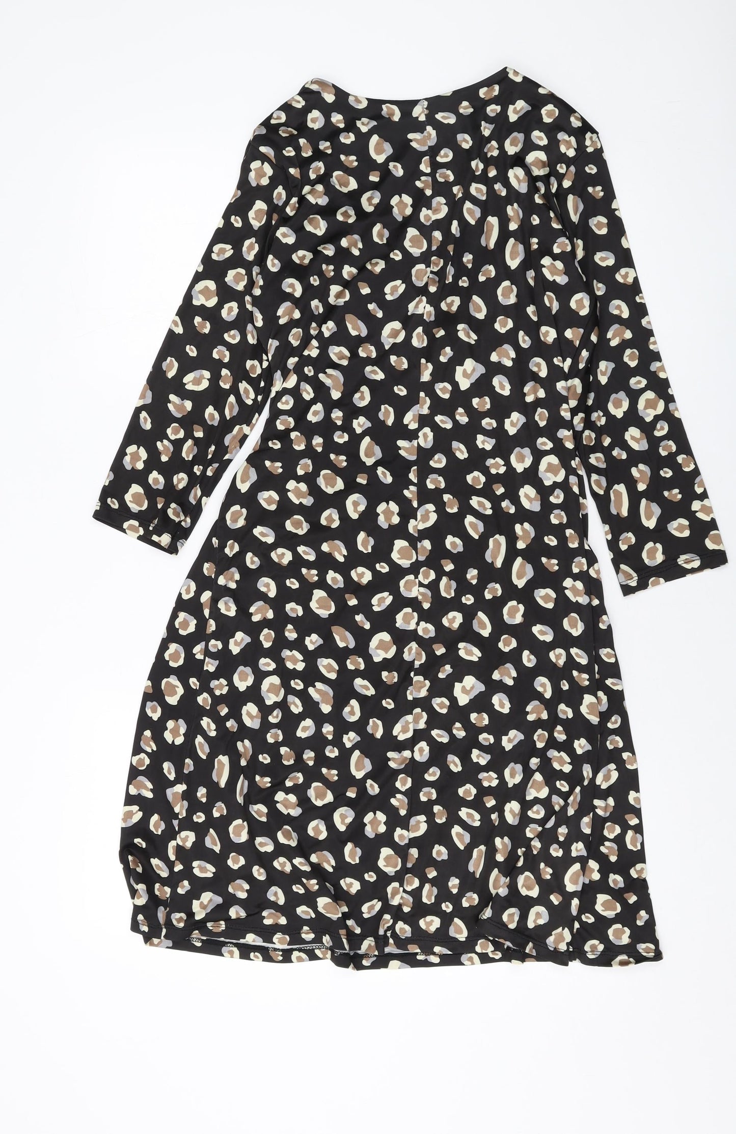 Marisa & Marie Womens Black Animal Print Polyester A-Line Size M V-Neck Pullover