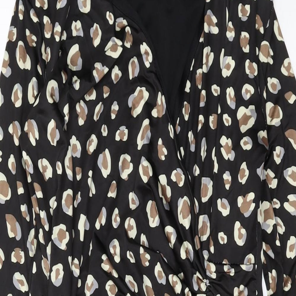 Marisa & Marie Womens Black Animal Print Polyester A-Line Size M V-Neck Pullover