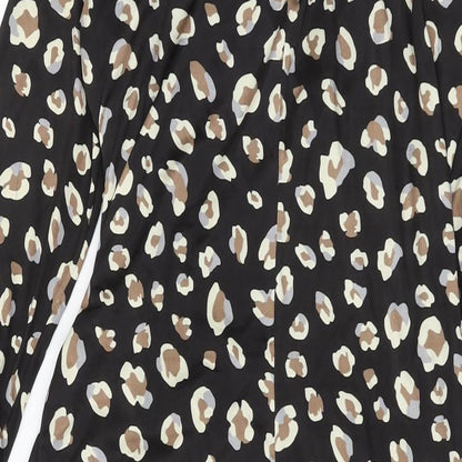 Marisa & Marie Womens Black Animal Print Polyester A-Line Size M V-Neck Pullover