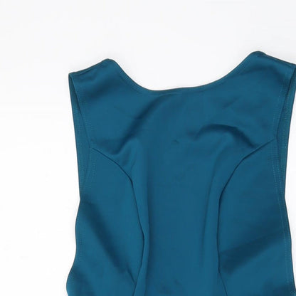 Boohoo Womens Blue Polyester Skater Dress Size 10 Round Neck Pullover