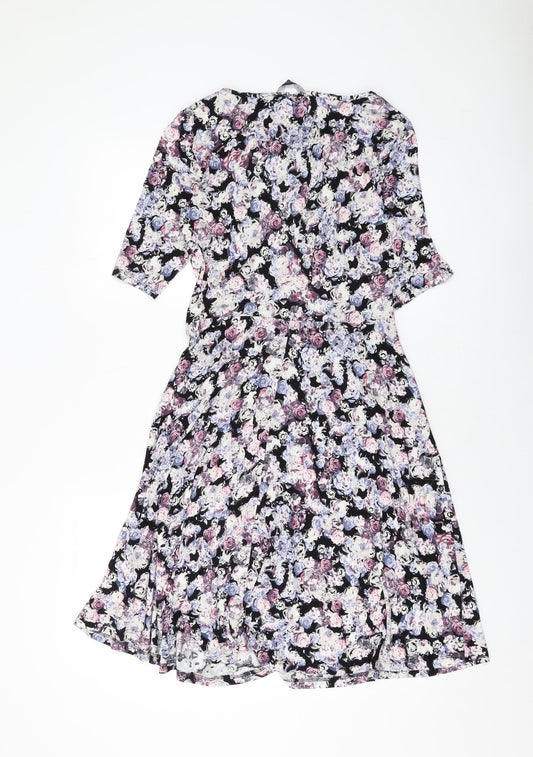 Marks and Spencer Womens Multicoloured Floral Viscose A-Line Size 8 Round Neck Pullover