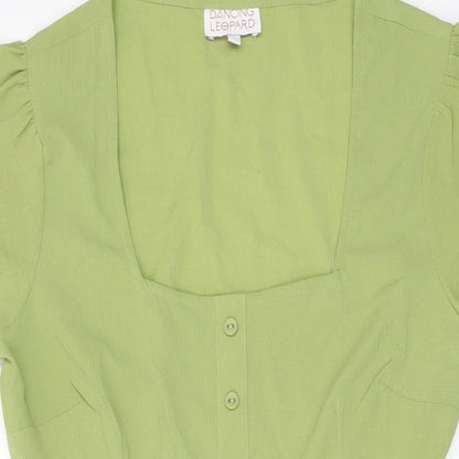 Dancing Leopard Womens Green Polyester A-Line Size 12 Square Neck Pullover