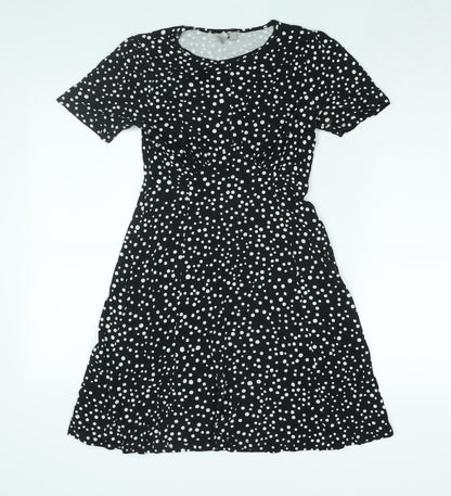 ASOS Womens Black Polka Dot Viscose A-Line Size 10 Round Neck Pullover