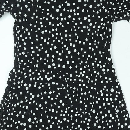 ASOS Womens Black Polka Dot Viscose A-Line Size 10 Round Neck Pullover
