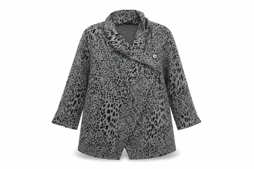 Marks & Spencer Womens Grey Roll Neck Polyester Pullover Jumper Size 18 - Button Leopard Print