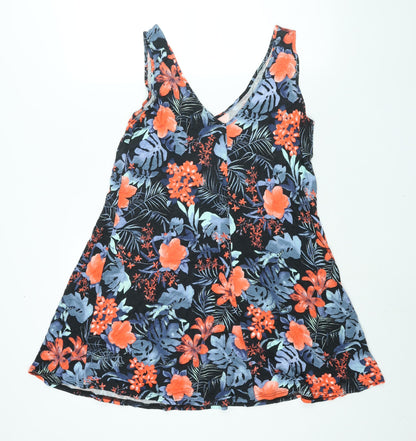 South Womens Multicoloured Floral Viscose Tank Dress Size 12 V-Neck Pullover - Size 12-14
