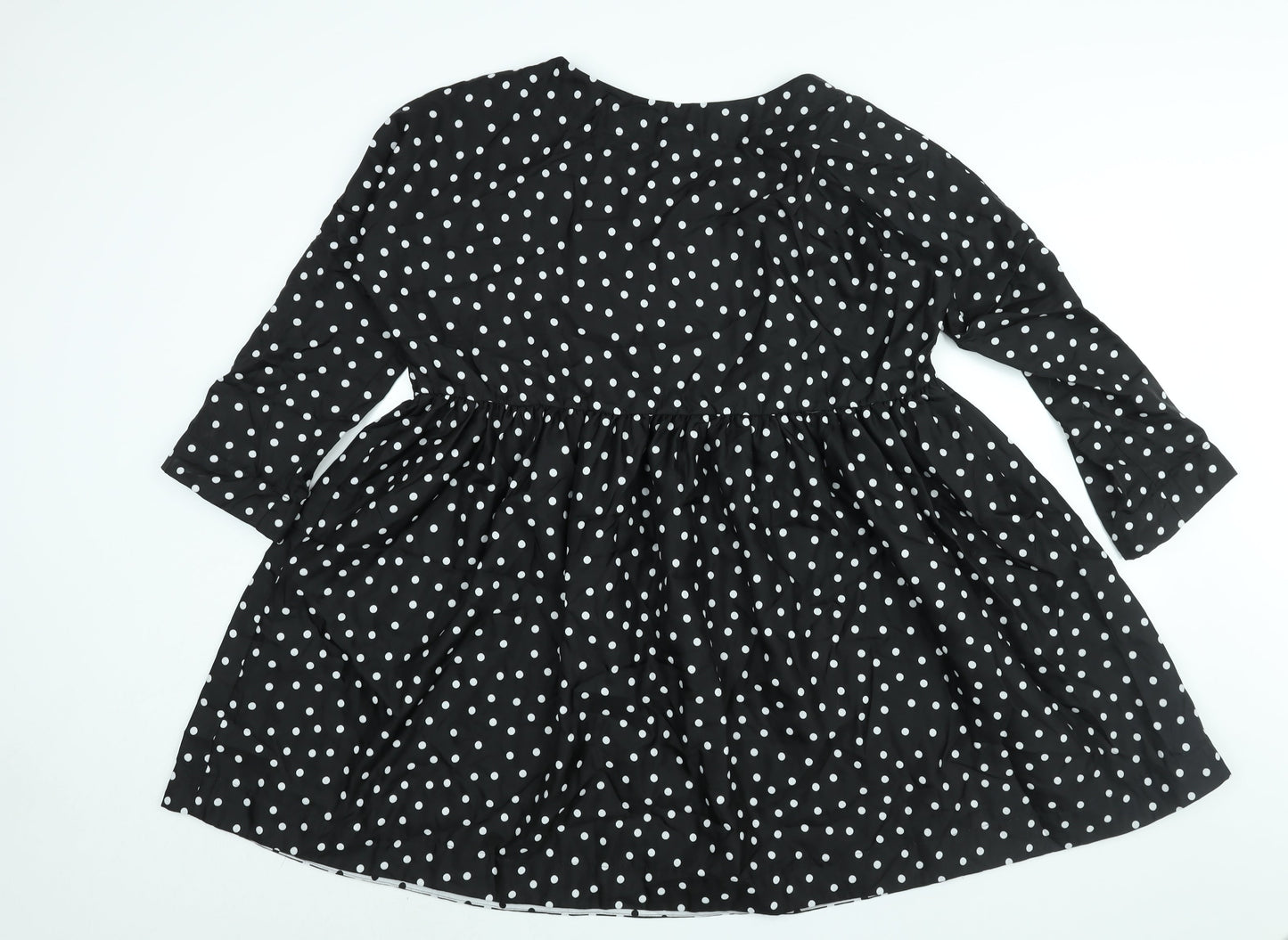 ASOS Womens Black Polka Dot Polyester A-Line Size 12 Round Neck Pullover