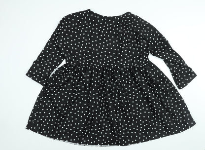 ASOS Womens Black Polka Dot Polyester A-Line Size 12 Round Neck Pullover