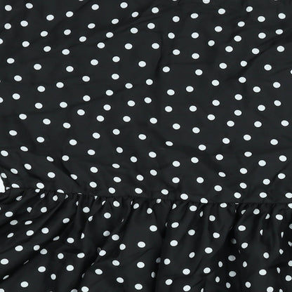 ASOS Womens Black Polka Dot Polyester A-Line Size 12 Round Neck Pullover