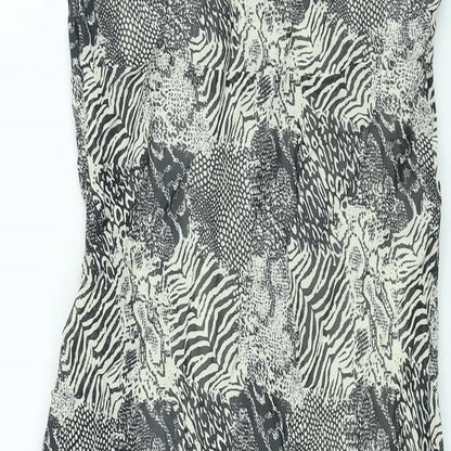 Essentials Womens Black Geometric Viscose Shift Size 10 Round Neck Pullover