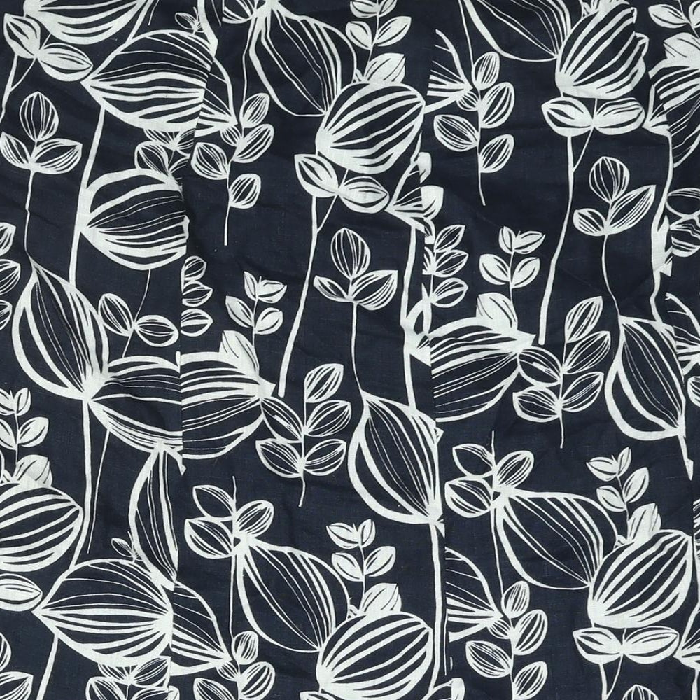 CC Womens Blue Geometric Linen Trumpet Skirt Size 16 Zip