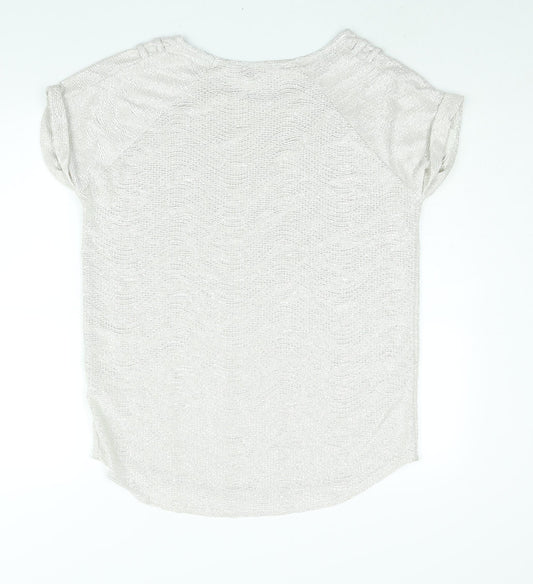 Womens UK Size 12 River Island Silver Basic Blouse