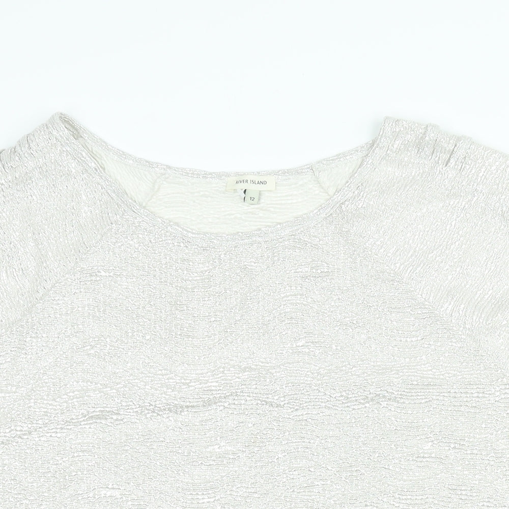 Womens UK Size 12 River Island Silver Basic Blouse