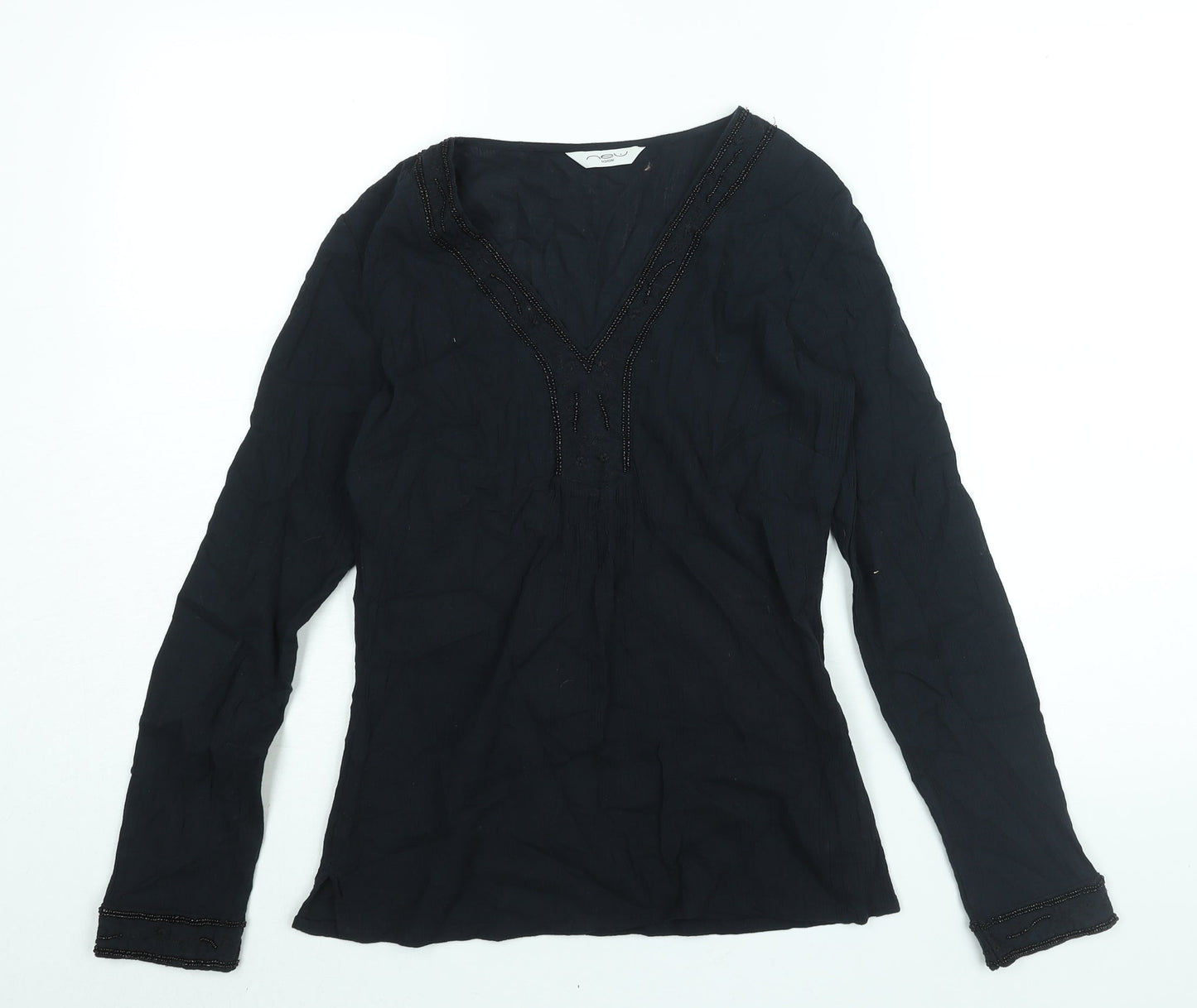 Womens UK Size 8 New Look Black Basic Blouse