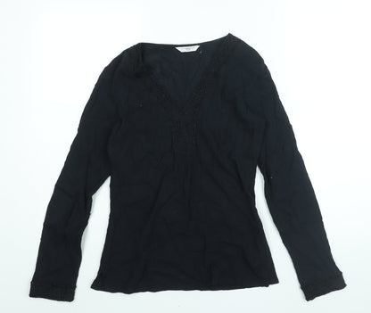 Womens UK Size 8 New Look Black Basic Blouse