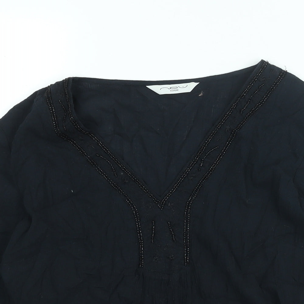 Womens UK Size 8 New Look Black Basic Blouse