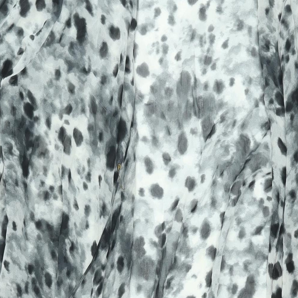 Divided by H&M Womens Grey Geometric Polyester Kimono Blouse Size 10 V-Neck - Semi Sheer Waterfall Front