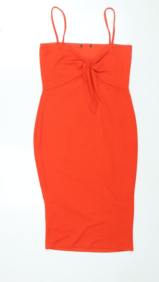 Boohoo Womens Red Polyester Bodycon Size 14 Sweetheart Tie - Tie