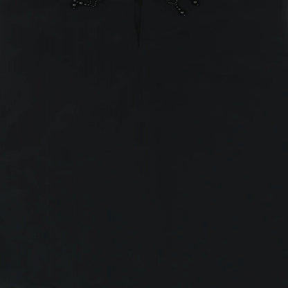 Ann Harvey Womens Black Polyester Basic Blouse Size 20 Roll Neck - Beaded Tassle Collar