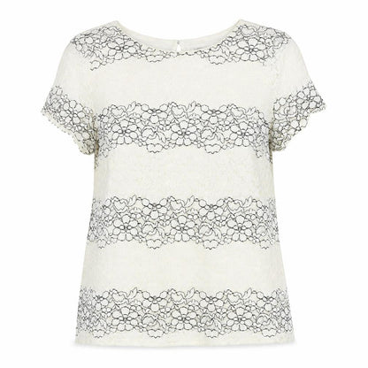 Marks & Spencer Womens Ivory Floral Cotton Basic Blouse Size 14 Round Neck