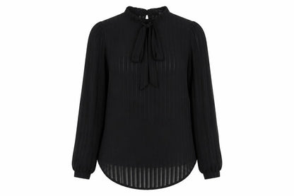 Forever 21 Womens Black Polyester Basic Blouse Size M Mock Neck - Tie