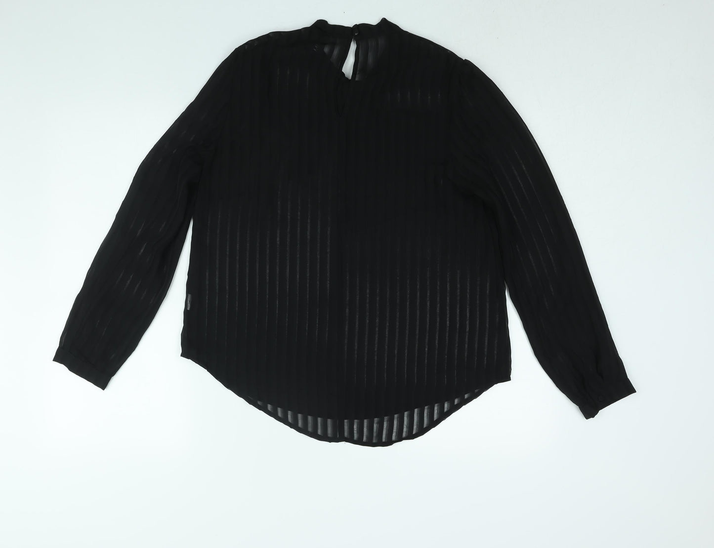 FOREVER 21 Womens Black Polyester Basic Blouse Size M Mock Neck - Tie