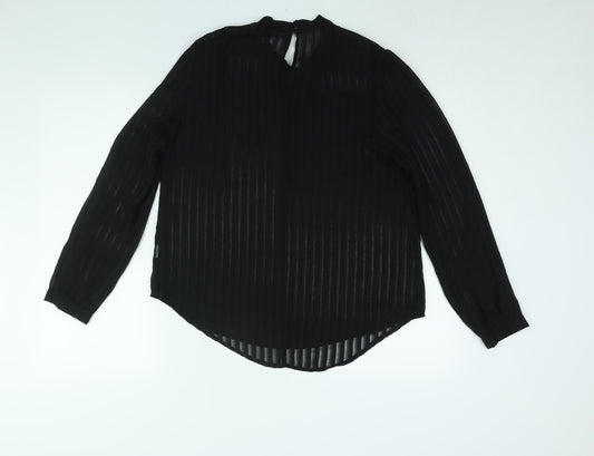 FOREVER 21 Womens Black Polyester Basic Blouse Size M Mock Neck - Tie