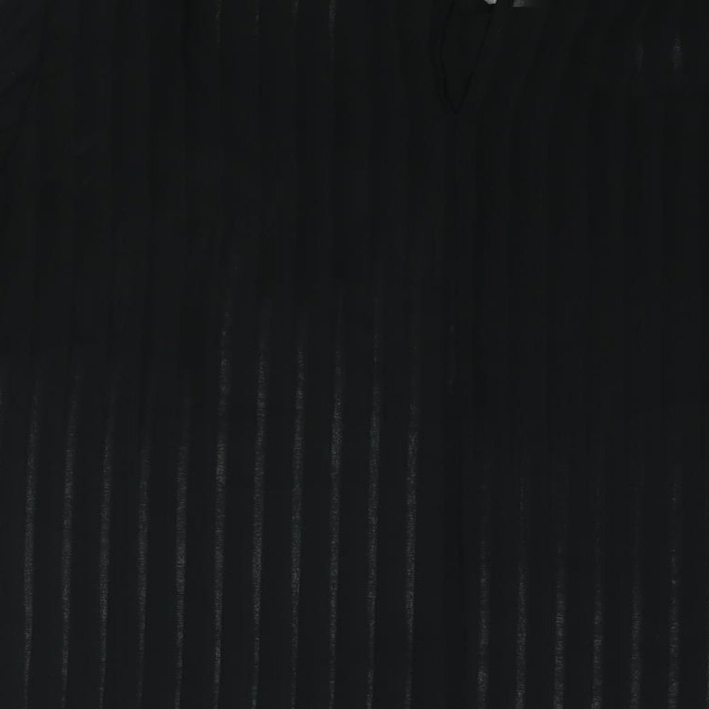 FOREVER 21 Womens Black Polyester Basic Blouse Size M Mock Neck - Tie