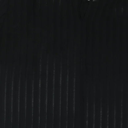 FOREVER 21 Womens Black Polyester Basic Blouse Size M Mock Neck - Tie