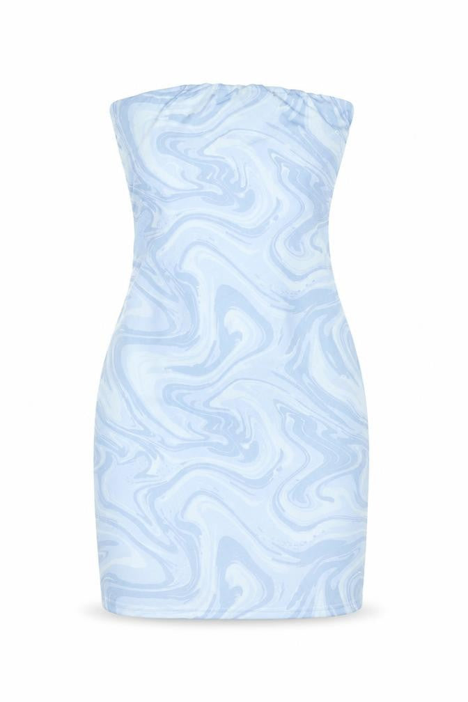 Pink Vanilla Womens Blue Geometric Polyester Mini Size 12 Sweetheart Pullover - Marble Print