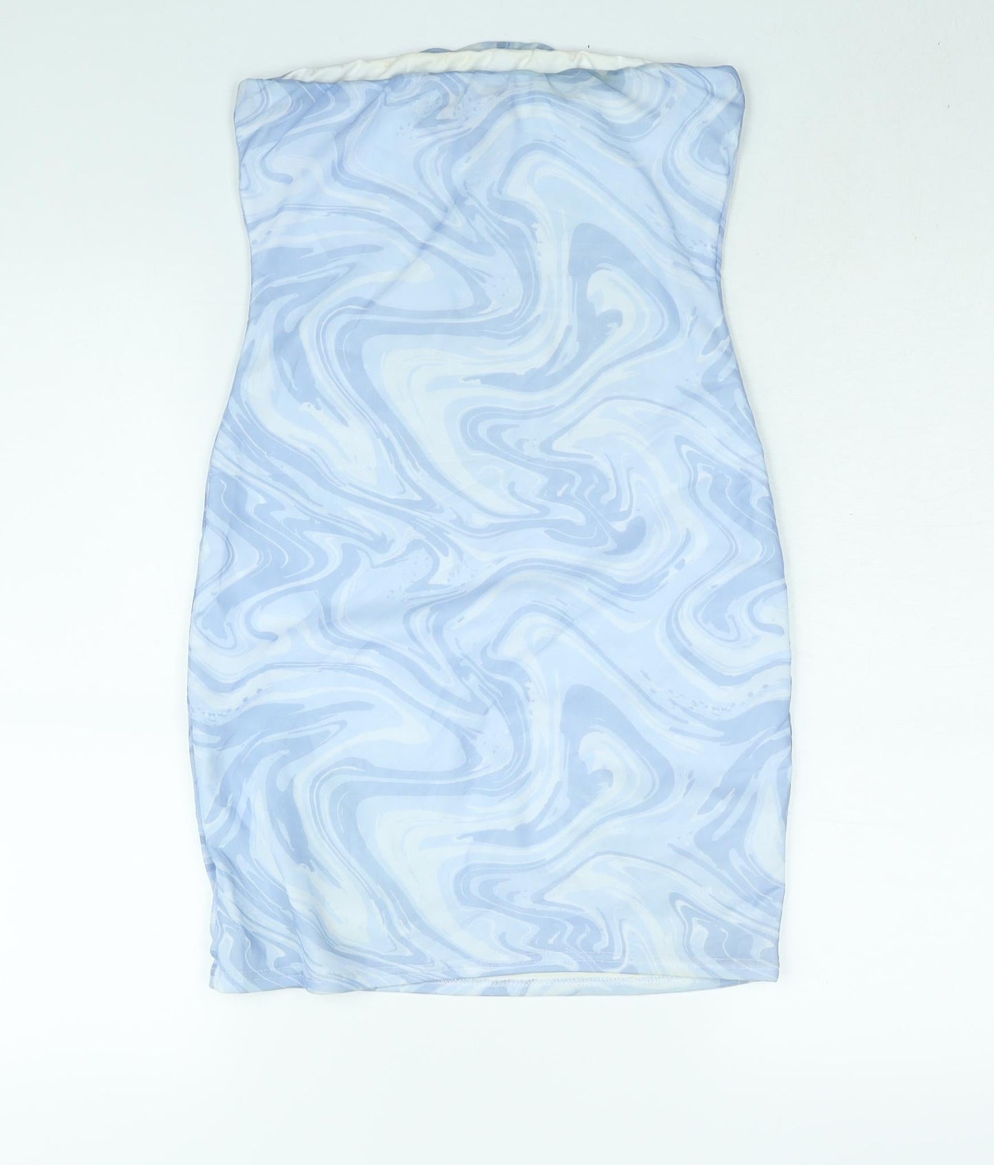 Pink Vanilla Womens Blue Geometric Polyester Mini Size 12 Sweetheart Pullover - Marble Print