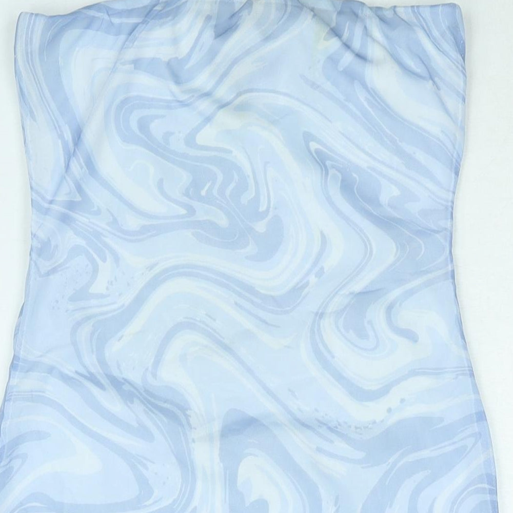 Pink Vanilla Womens Blue Geometric Polyester Mini Size 12 Sweetheart Pullover - Marble Print