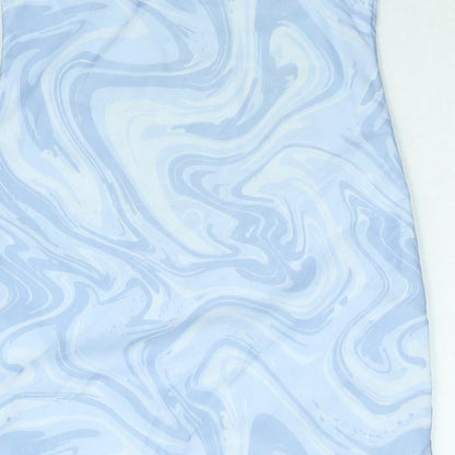 Pink Vanilla Womens Blue Geometric Polyester Mini Size 12 Sweetheart Pullover - Marble Print